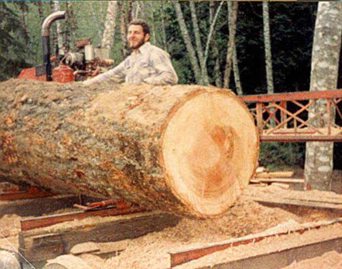 Owner Dave Gordon, ready to turn this big log into lumber!