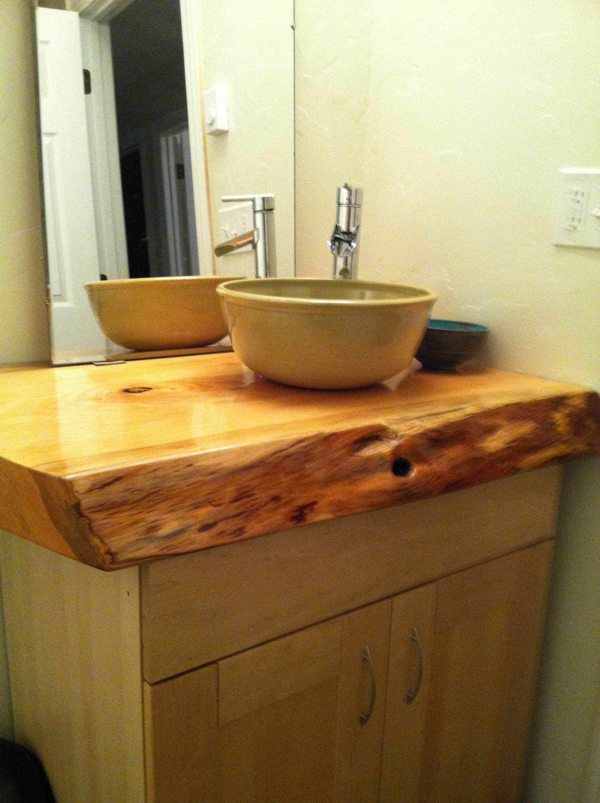 Doug fir slab, turned into a gorgeous bathroom counter top