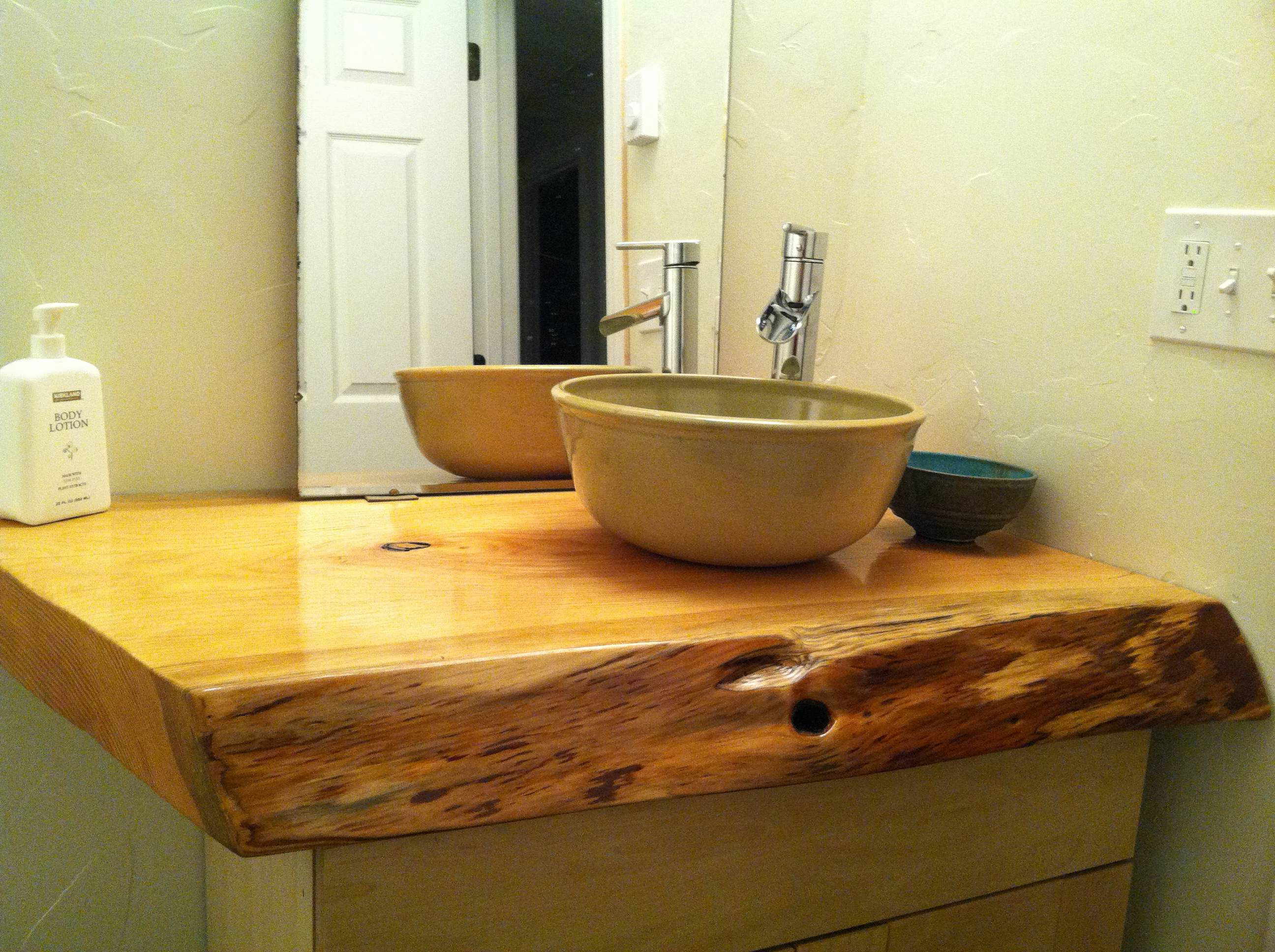 Doug fir slab, turned into a gorgeous bathroom counter top